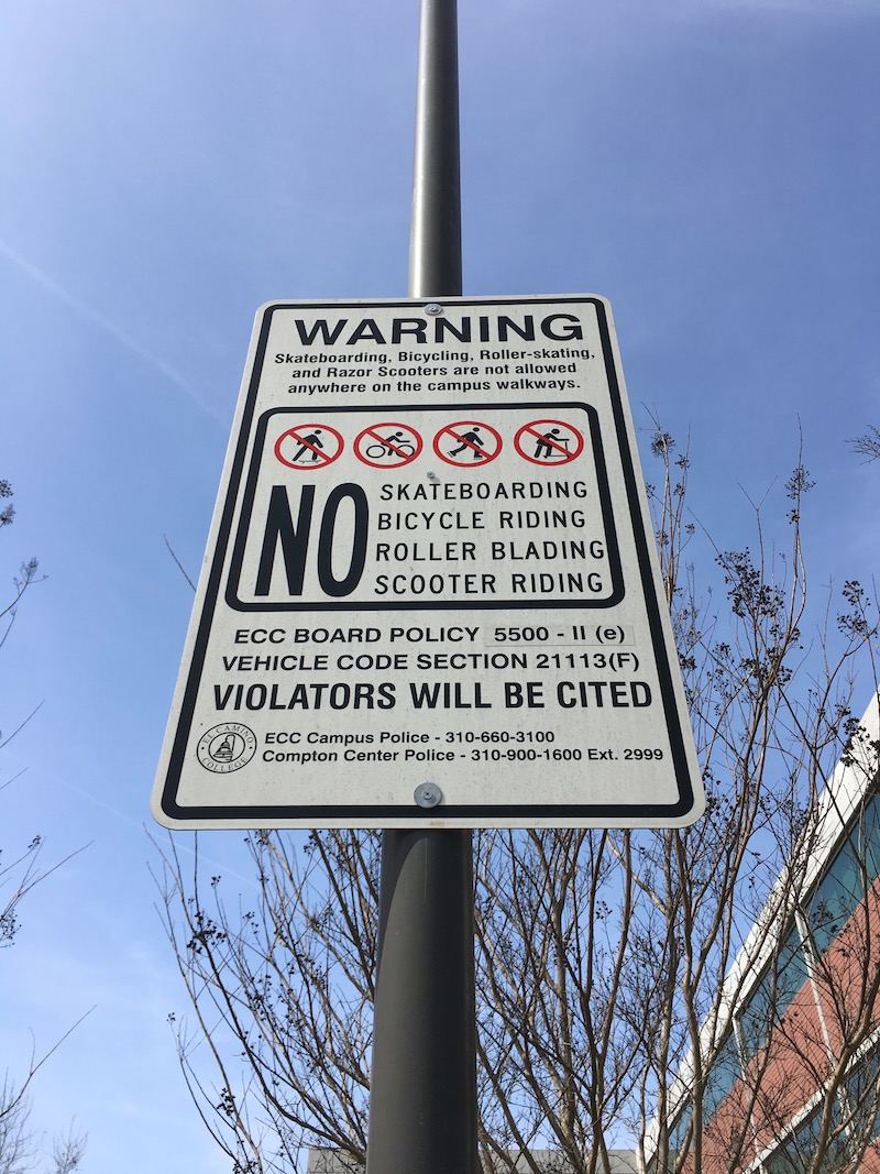 Figure 3: Active transportation is prohibited on campus.